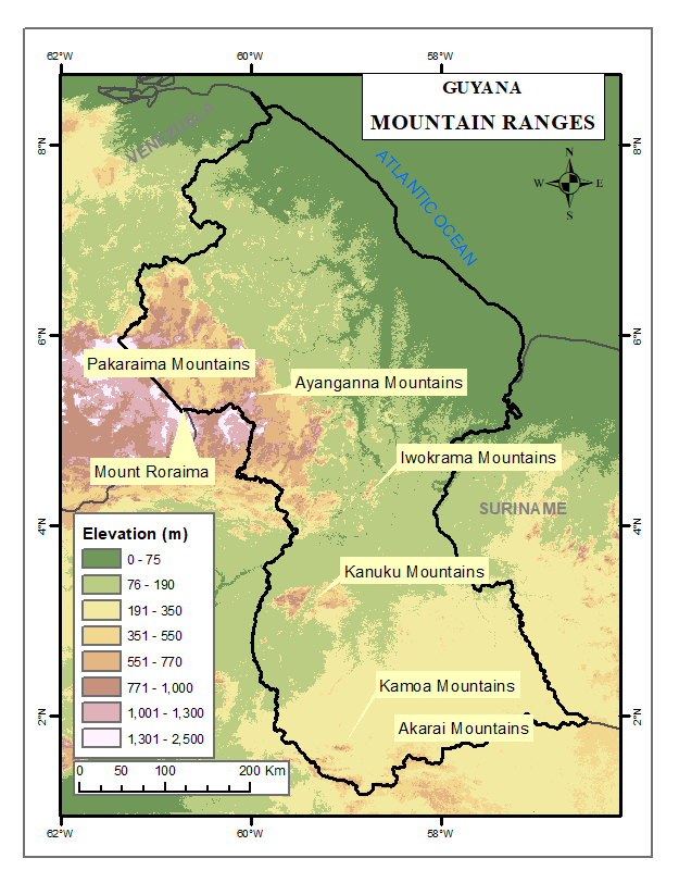 Mountain Ranges Guyana Lands And Surveys Commission`s Fact Page On Guyana